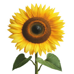 Fototapeta premium A vibrant sunflower with bright yellow petals and a dark center, showcasing its natural beauty and distinct structure, Transparent Background.