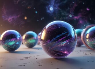 Celestial spheres with iridescent colors and swirling patterns,  space,  mystic,  abstract