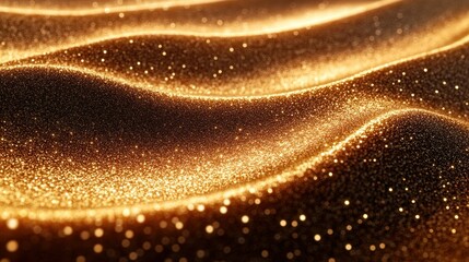 Obraz premium Golden glitter waves, luxury texture, abstract background, design element