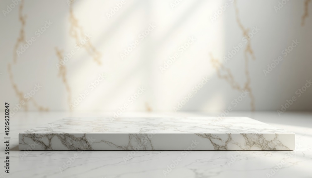 Poster elegant marble platform against a subtly textured marble backdrop. perfect for showcasing products o