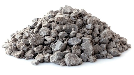 Gravel pile, studio shot, construction, background white, building material