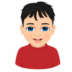 Portrait or face of cute and smiling little boy