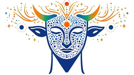 Obraz premium Elegant astrology background Stylized illustration of a mystical deer face.