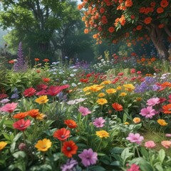 Colorful flowers and foliage in various seasons,  summer,  winter,  autumn