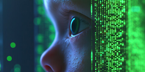 Child's Face and Digital Data Stream