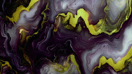 Obraz premium Abstract Gold and Purple Marble Texture: Elegant Swirls, Luxury Background Design