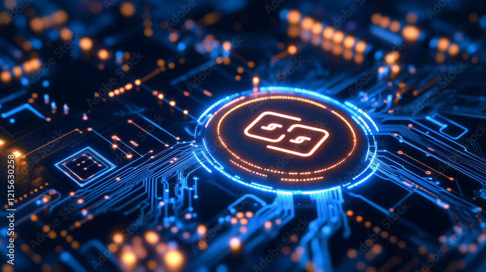 Poster digital circuit board highlighting industry 4.0 button: a modern banner design featuring an industry