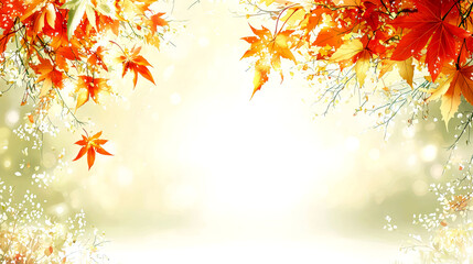 Autumn Maple Leaves: A Vibrant Fall Scene.  Nature's Colorful Transition in a Serene Landscape