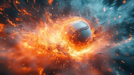 Fototapeta premium Abstract sport Baseball hit with elements of movement. Light modern dynamic effect.