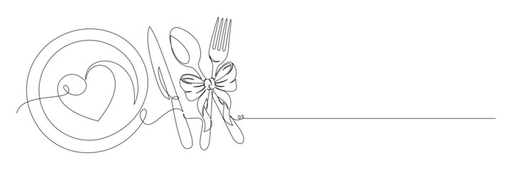 cutlery continuous line art vector 22