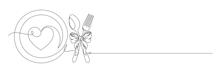 cutlery continuous line art vector 24