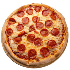 Pepperoni pizza on transparent background.