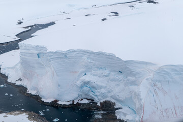 Antarctica view. Seascape and landscape of Antarctica. Glaciers, mountains and Southern Ocean.