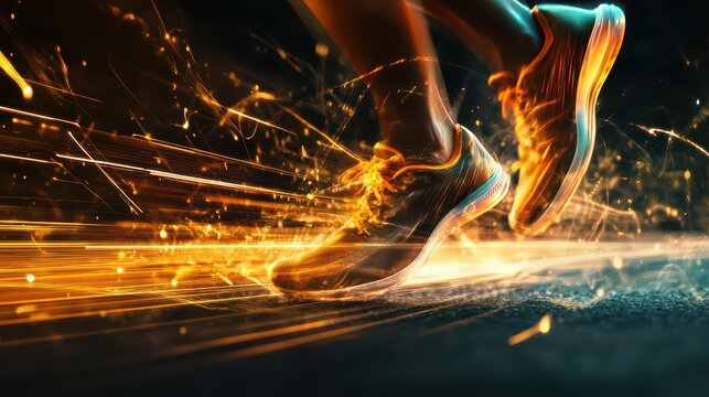 Runners move swiftly on a dark and vibrant track