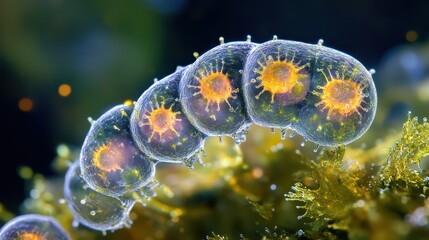 Vibrant aquatic life in microscopic view