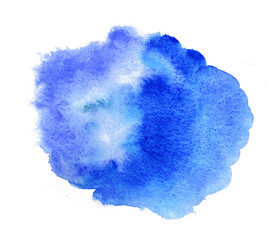 Bright blue watercolor splash with soft gradients and artistic texture. Perfect for abstract backgrounds. High-resolution hand-painted abstract art.