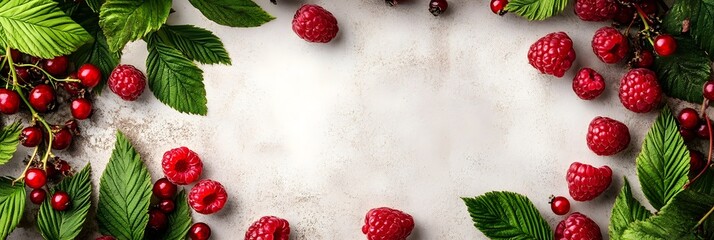 Product photography of raspberries on a simple background