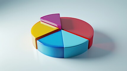 Fototapeta premium A Glassmorphism-style pie chart with 6 transparent segments, blurred background, and clear labels. Futuristic, professional design for financial reports.