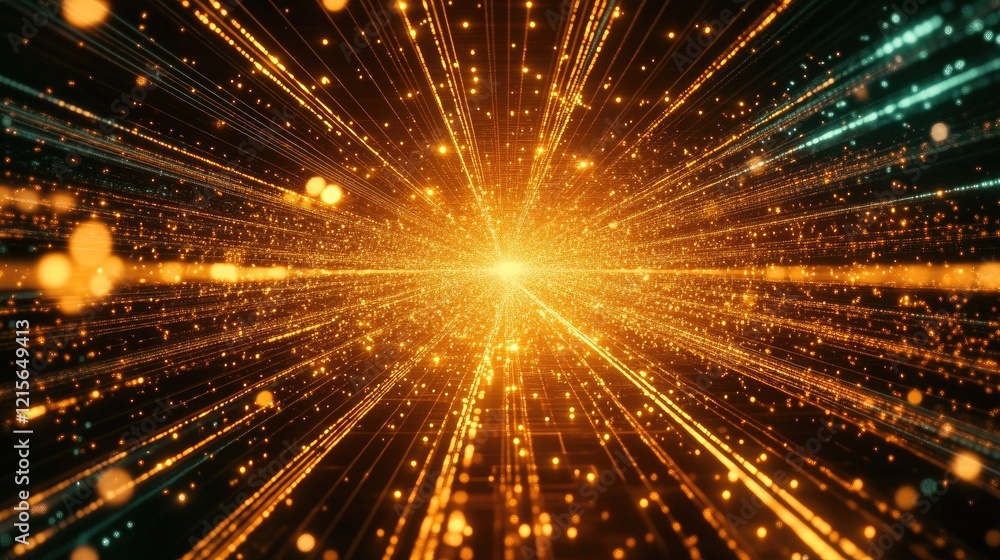Poster a close-up shot of a glowing microchip with digital lines extending outward, symbolizing the core of
