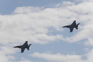 Fighter jet flying in formation