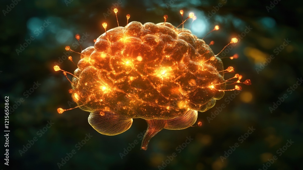 Poster a conceptual image of a d brain with glowing nodes and connections, representing the generation and 