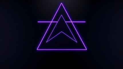 Futuristic digital artwork featuring geometric triangular facets with sleek black surfaces and vibrant purple neon lines, creating depth, dimension, and dynamic contrast.