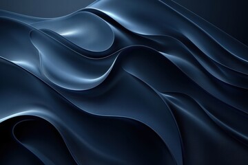 Obraz premium Sleek dark blue abstract waves. Smooth flowing curves create a minimalist yet elegant design. Soft glowing edges add depth. Professional quality.