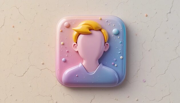 Claymorphism 3D Profile Picture Illustration with Glossy Finish and Bright Pastel Color