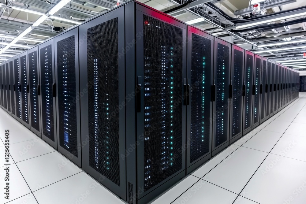 Aufkleber modern data center with server racks and led indicators in a high-tech facility