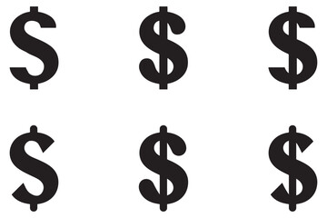 Dollar sign Icon set vector illustration on a white background. Money icon Shlhouette