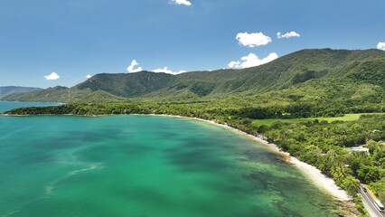Road Cairns to Port Douglas coastal beautiful drone aerial travel nature sea