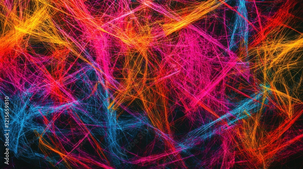 Poster vibrant abstract background with colorful lines and patterns, featuring dynamic swirls of pink, blue