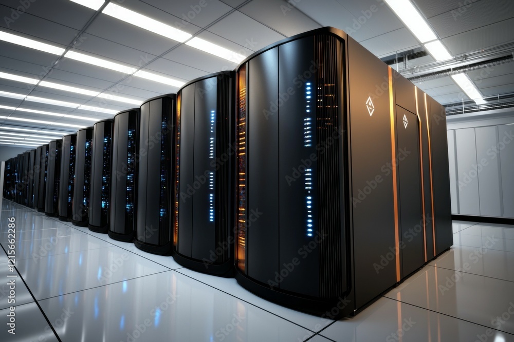 Aufkleber modern data center with advanced servers and led indicators in bright environment