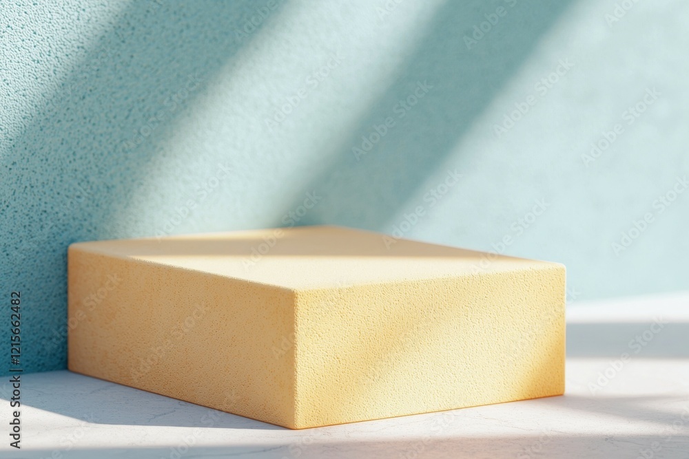 Poster yellow block with a shadow on it