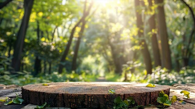 I could see a round wooden frame in the background a forest and rays of sunlight illuminating