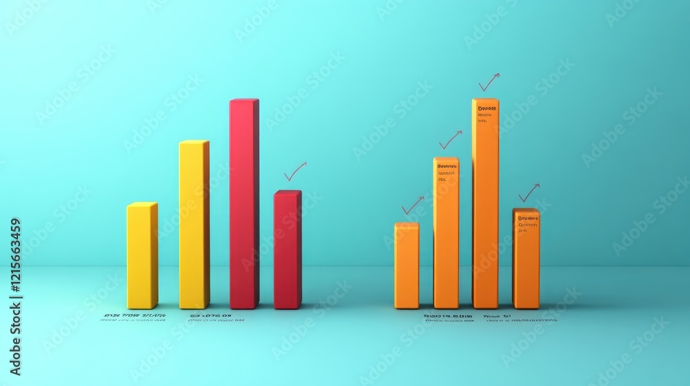 Poster a side-by-side comparison of two d bar charts, illustrating different financial performance metrics,