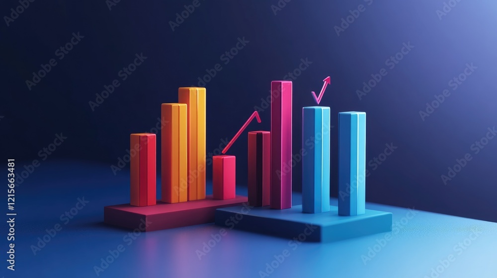 Poster a side-by-side comparison of two d bar charts, illustrating different financial performance metrics,