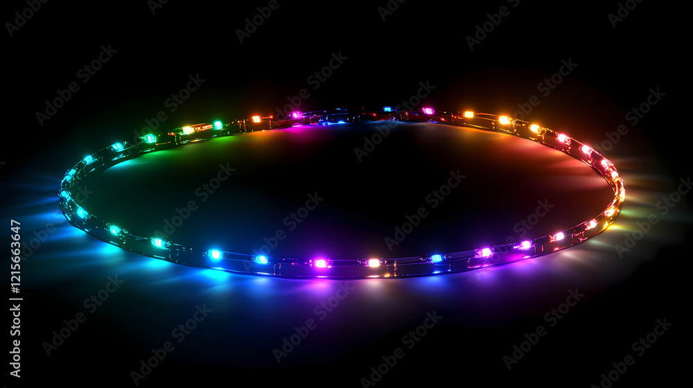 Wall mural vibrant light trails creating a dynamic colorful path on black background. luminous path. illustrati