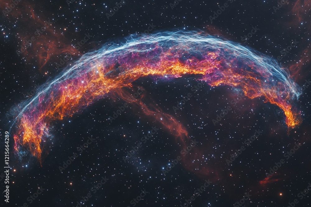 Wall mural cosmic arc of nebulae, vibrant colors, stars.