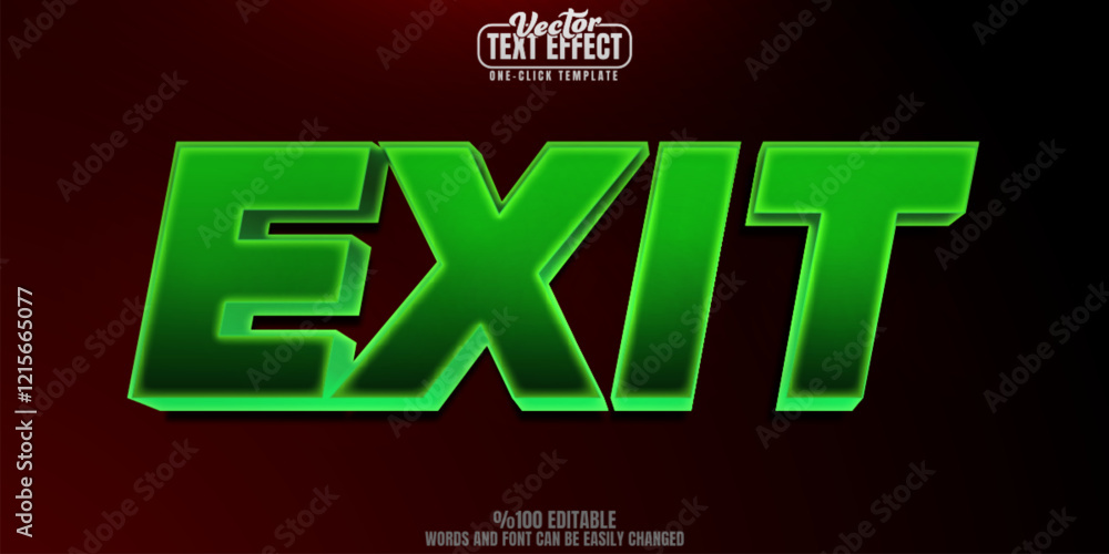 Aufkleber green editable text effect, customizable exit and sign 3d font style