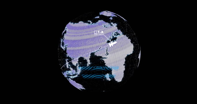Image of circle and digital data processing over globe