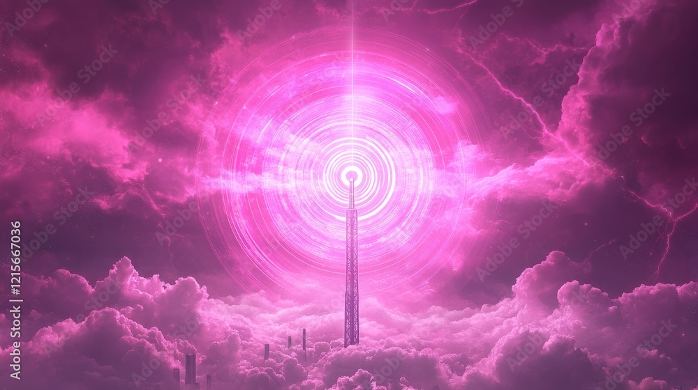 Aufkleber a g icon radiating network signals on a cloud computing background.