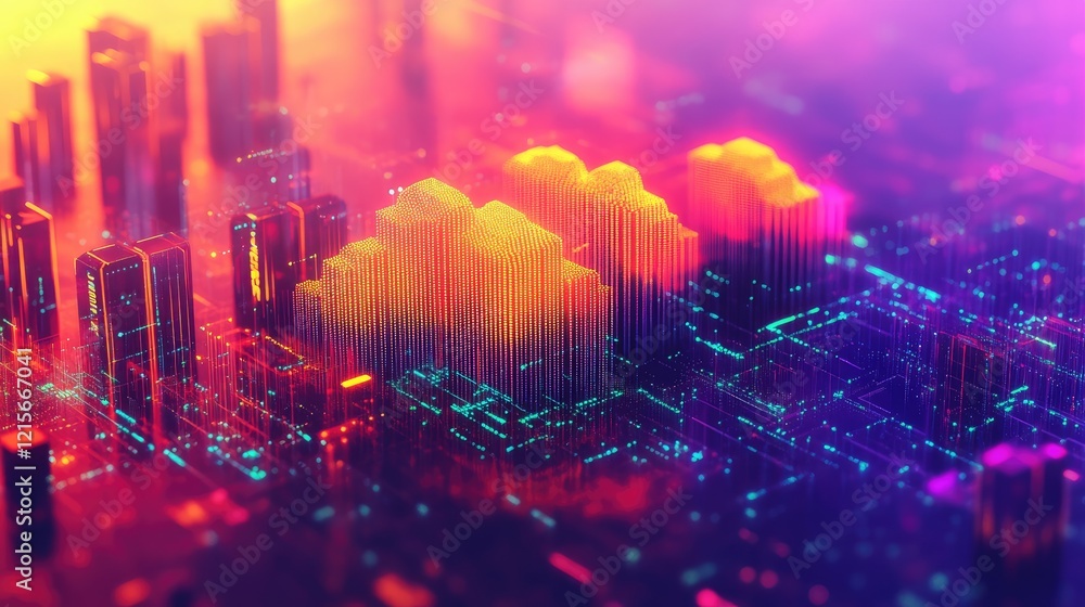 Poster a g icon radiating network signals on a cloud computing background.