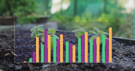 Image of colourful diagrams over green plants
