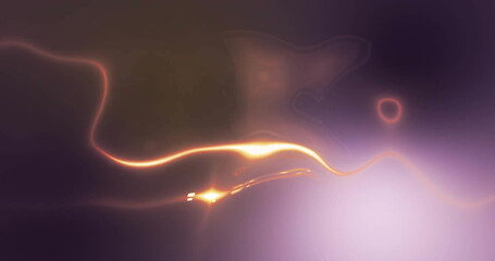 Image of glowing light trails moving over black background