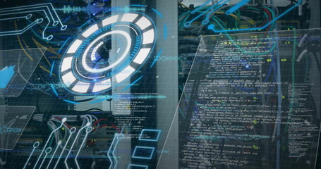 Image of scope scanning and data processing over server room