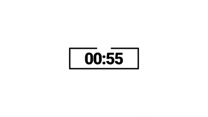 1 minute countdown animation from 60 seconds to 0 seconds. on white background. 4k video	
