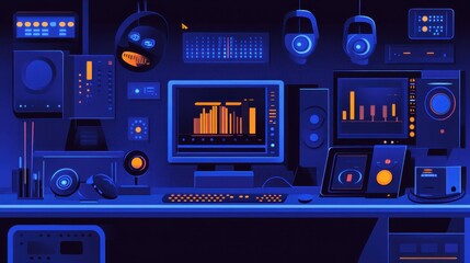 Modern Digital Audio Studio Workstation Setup