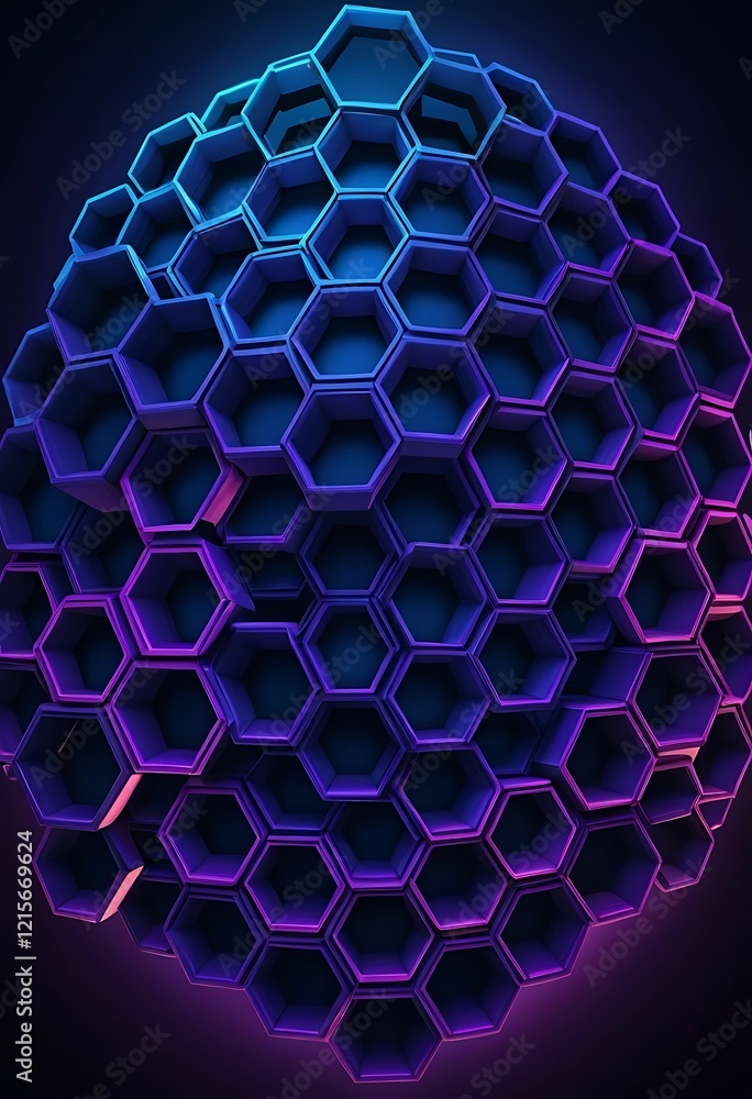 Poster abstract hexagonal sphere digital art design