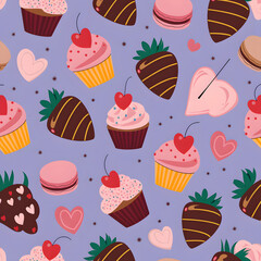 seamless pattern with cupcakes